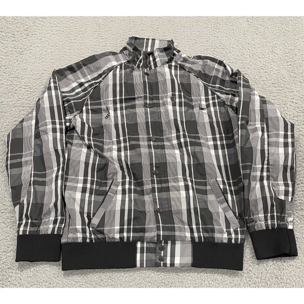 Artful Dodger Jacket Mens Medium Black Plaid Casual Preppy